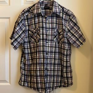 Men’s XXL Collar Button Down Shirt by CARDINALI 100% Cotton red blue black